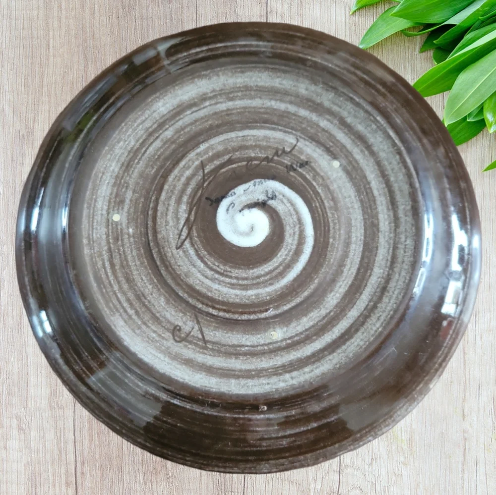 Vtg 1950s Stylized Spirals Brown & Pink SANTA ANITA Vreni Coffee Tea Cup Saucer